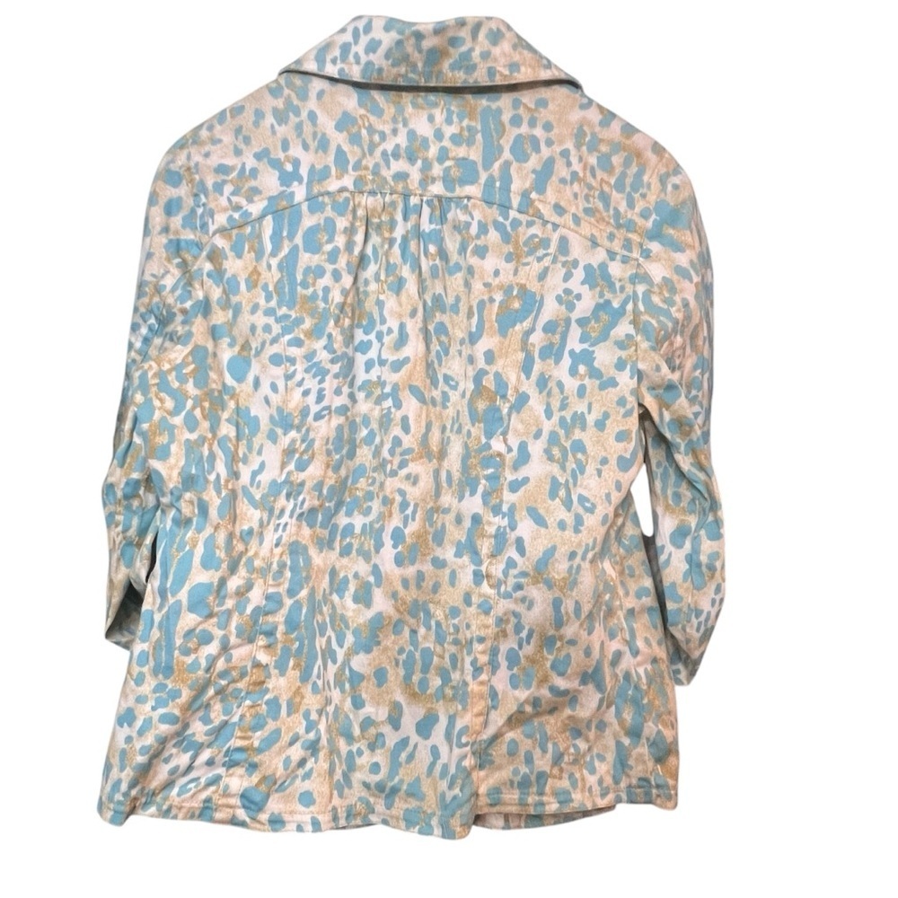 Live A Little Jacket White, Blue & Gold Leopard Print Fitted Size Small - Picture 3 of 4